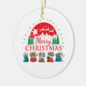 Vrolijke Kerstmis Typografie Santa Tekst Keramisch Ornament (Links)