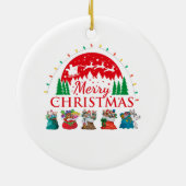 Vrolijke Kerstmis Typografie Santa Tekst Keramisch Ornament (Achterkant)