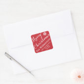 Vrolijke Kerstmis Typografie Snowflake Eenvoudig Vierkante Sticker (Envelop)