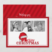 Vrolijke Kerstmis Typografie Traditionele Kerstman Feestdagenkaart (Voorkant / Achterkant)