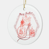 Vrolijke Kerstmis Typografie Uniek Keramisch Ornament (Links)