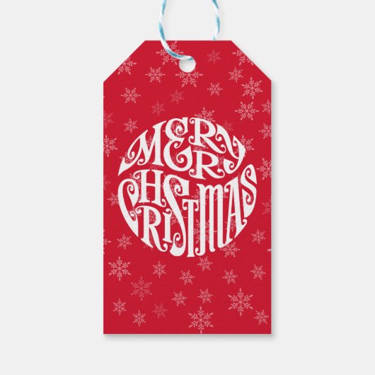 Vrolijke Kerstmis Typografie Vrolijke Groeten Cadeaulabel (Achterkant)