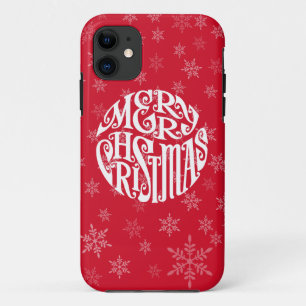 Vrolijke Kerstmis Typografie Vrolijke Groeten Case-Mate iPhone Case