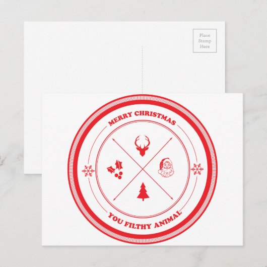 Vrolijke Kerstmis u Vuil Dier Feestdagenkaart (Voorkant / Achterkant)