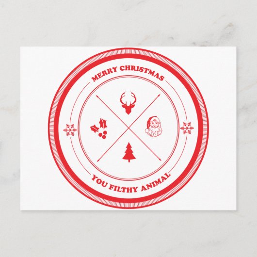 Vrolijke Kerstmis u Vuil Dier Feestdagenkaart (Voorkant)