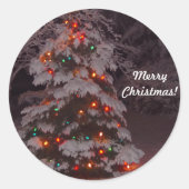 Vrolijke Kerstmis Vakantie Boom Lights Ronde Sticker (Voorkant)
