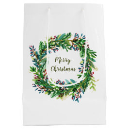 Vrolijke Kerstmis Vakantie krans Medium Gift Bag Cadeauzakje