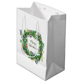 Vrolijke Kerstmis Vakantie krans Medium Gift Bag Medium Cadeauzakje (Voorkant Gekanteld)