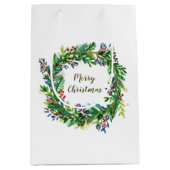 Vrolijke Kerstmis Vakantie krans Medium Gift Bag Medium Cadeauzakje (Voorkant)