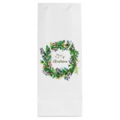Vrolijke Kerstmis Vakantie krans Medium Gift Bag Wijn Cadeautas (Achterkant)
