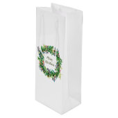 Vrolijke Kerstmis Vakantie krans Medium Gift Bag Wijn Cadeautas (Voorkant Gekanteld)