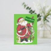 Vrolijke Kerstmis van de Dieren van de Kerstman Feestdagenkaart (Staand voorkant)