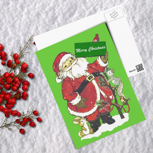 Vrolijke Kerstmis van de Dieren van de Kerstman Feestdagenkaart