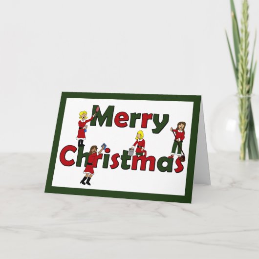 Vrolijke Kerstmis van de meisjedienst Feestdagen Kaart (Voorkant)