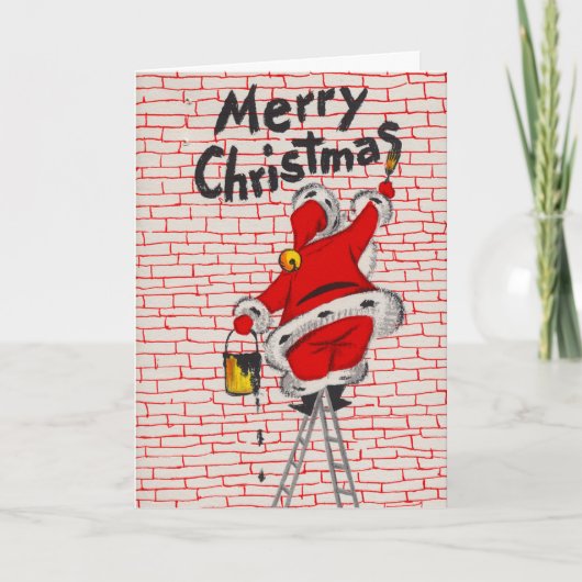 Vrolijke Kerstmis van de vintage Kerstman Feestdagen Kaart (Voorkant)