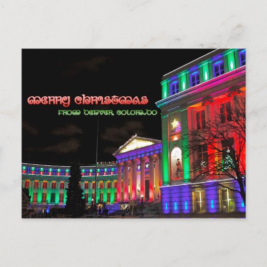 Vrolijke Kerstmis van Denver, Colorado Feestdagenkaart (Voorkant)