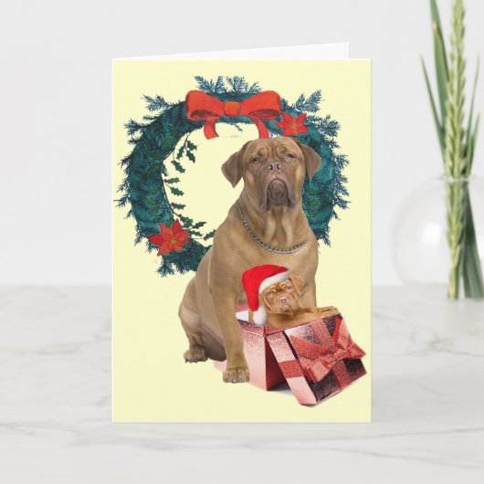 Vrolijke Kerstmis van Dogue DE Bordeaux Feestdagen Kaart (Voorkant)