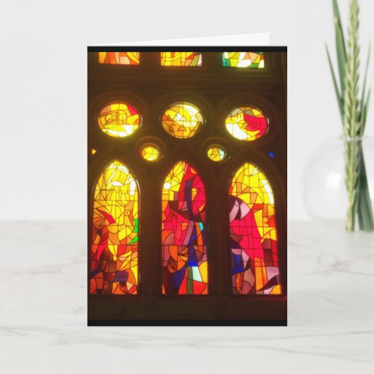 Vrolijke Kerstmis van het Glas in lood Feestdagen Kaart (Voorkant)