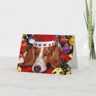 Vrolijke Kerstmis van Holmes Basset Hound Feestdagen Kaart