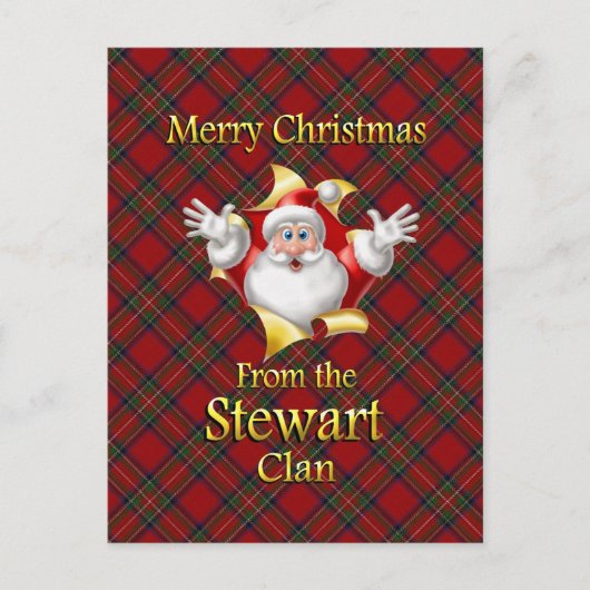 Vrolijke Kerstmis van Stewart Clan Feestdagenkaart (Voorkant)