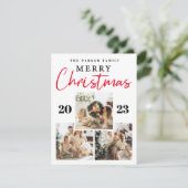 Vrolijke Kerstmis Vier Fotocollage Feestdagenkaart (Staand voorkant)