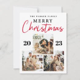 Vrolijke Kerstmis Vier Fotocollage Feestdagenkaart