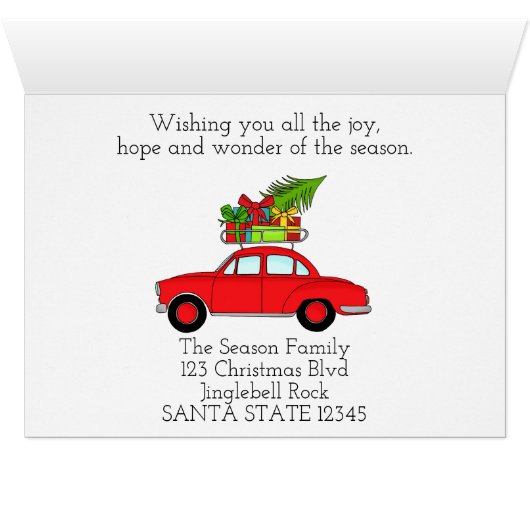 Vrolijke Kerstmis Vintage Auto (Binenzijde Horizontaal (Onderkant))