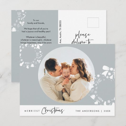 Vrolijke Kerstmis, Vrolijke Kerstmis Familie Foto Briefkaart (Voorkant / Achterkant)