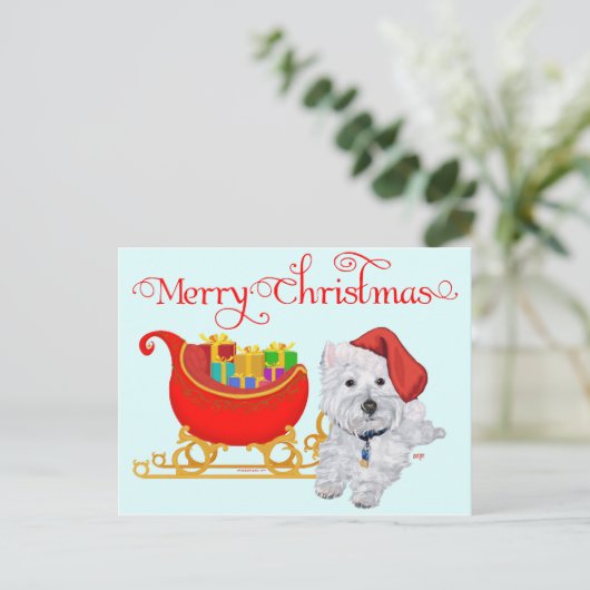 Vrolijke Kerstmis Westie Feestdagenkaart (Staand voorkant)