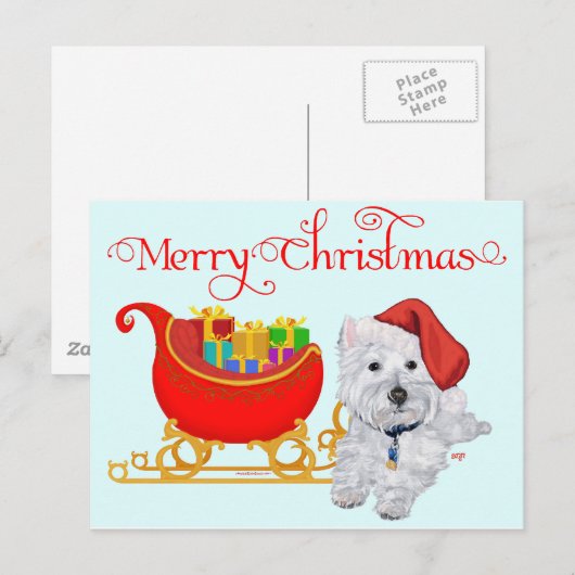 Vrolijke Kerstmis Westie Feestdagenkaart (Voorkant / Achterkant)