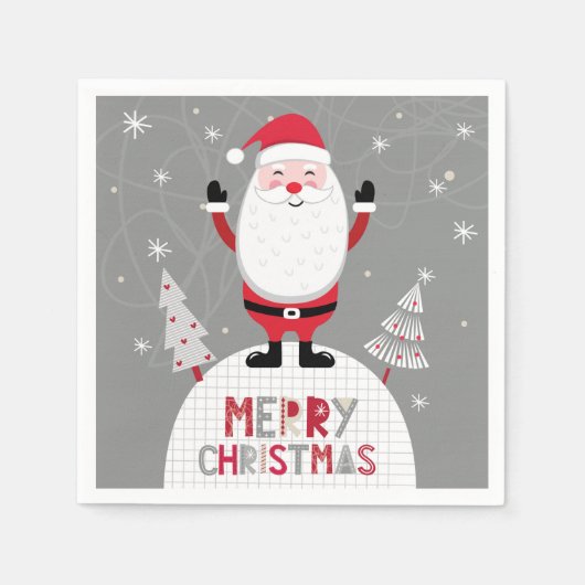 Vrolijke Kerstmis Whimsical Kerstman Servet (Voorkant)