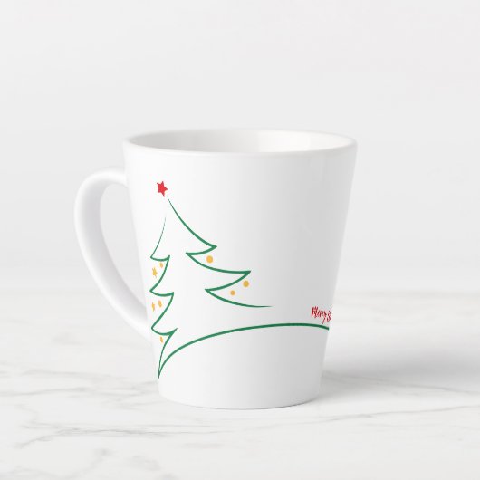 Vrolijke Kerstmis Whimsical Moderne Boom Latte Mok (Linkerhoek)