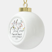 Vrolijke Kerstmis Wilde Bloem 1e Kerstmis Verloofd Keramische Bal Ornament (Rechts)