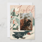 Vrolijke Kerstmis winter bergdorp landschap Feestdagenkaart (Voorkant)