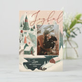 Vrolijke Kerstmis winter bergdorp landschap Feestdagenkaart (Staand voorkant)