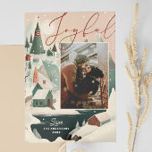 Vrolijke Kerstmis winter bergdorp landschap Feestdagenkaart