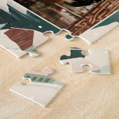 Vrolijke Kerstmis winter bergdorp landschap Legpuzzel (Zijkant)