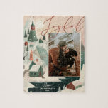 Vrolijke Kerstmis winter bergdorp landschap Legpuzzel<br><div class="desc">Schattigee kerstvakantie "Vreugdevolle" legpuzzel met winterberg noordse dorpslandschap.</div>