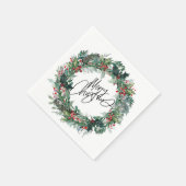 Vrolijke Kerstmis Winter Berry Krans Vakantie Servet (Hoek)