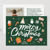 Vrolijke Kerstmis Winter Iconen geïllustreerd Feestdagenkaart (Voorkant / Achterkant)