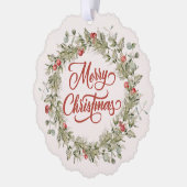 Vrolijke Kerstmis Winter krans Ornament Kaart (Links)