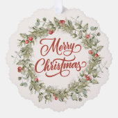 Vrolijke Kerstmis Winter krans Ornament Kaart (Voorkant)