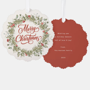 Vrolijke Kerstmis Winter krans Ornament Kaart