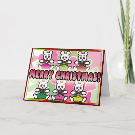 Vrolijke Kerstmis! - Witte Kaart Teddy (Voorkant)