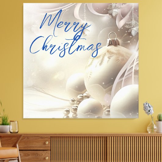 Vrolijke Kerstmis Witte Kerstversieringen Canvas Afdruk (Insitu (Woonkamer))