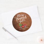 Vrolijke Kerstmis Y'all Rustieke Houten Vrachtwage Ronde Sticker (Envelop)