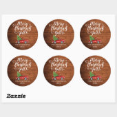 Vrolijke Kerstmis Y'all Rustieke Houten Vrachtwage Ronde Sticker (Vel)