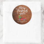 Vrolijke Kerstmis Y'all Rustieke Houten Vrachtwage Ronde Sticker (Tas)