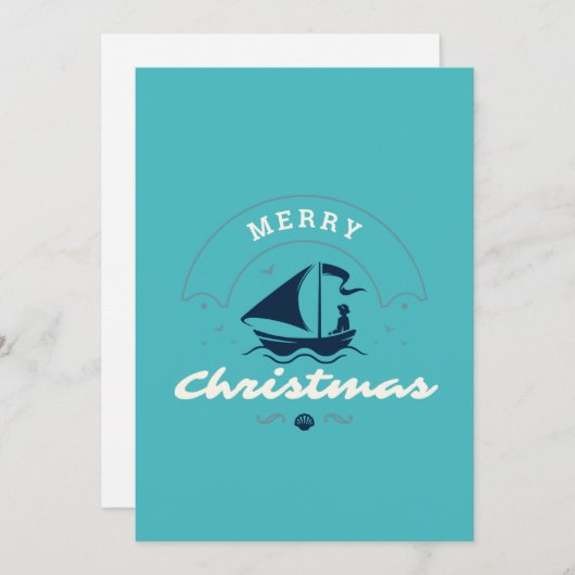 Vrolijke Kerstmis Zeilboot Feestdagenkaart (Voorkant / Achterkant)