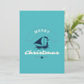 Vrolijke Kerstmis Zeilboot Feestdagenkaart (Staand voorkant)